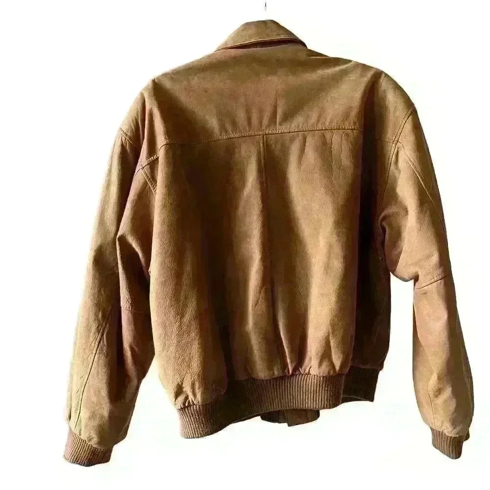 Paris Sport Club Men's Vintage 90s Brown Leather Bomber Jacket S